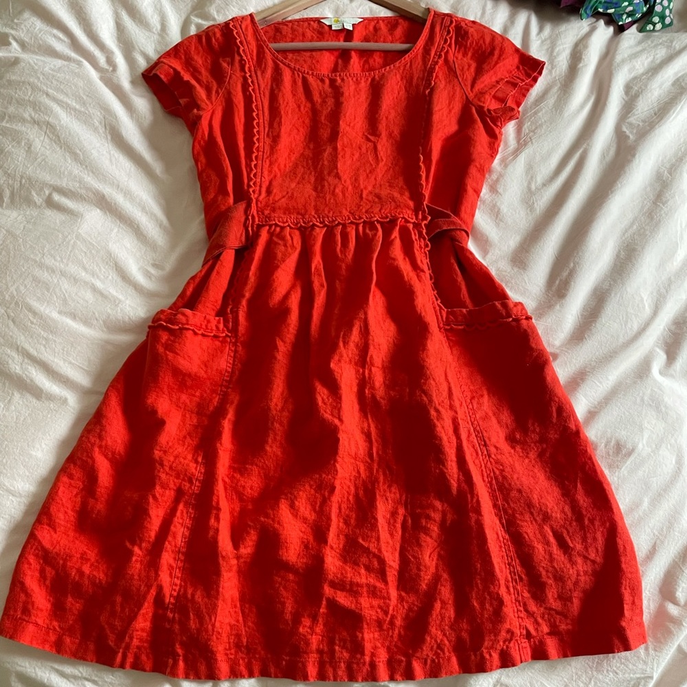 Boden linen dress red 6